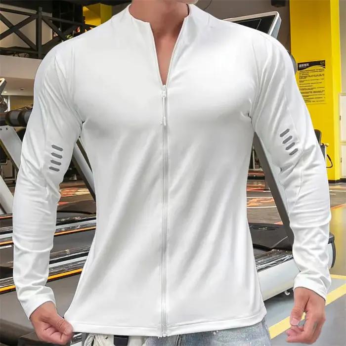 Veste de fitness à manches longues pour hommes, sweat-shirt d'entraînement de gym, manteau de joggin