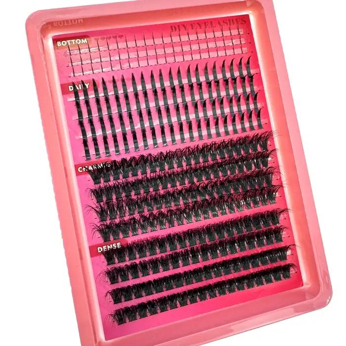 15 rangées de grappes de faux cils pointes et cils inférieurs bricolage Manga Cluster Extensions de