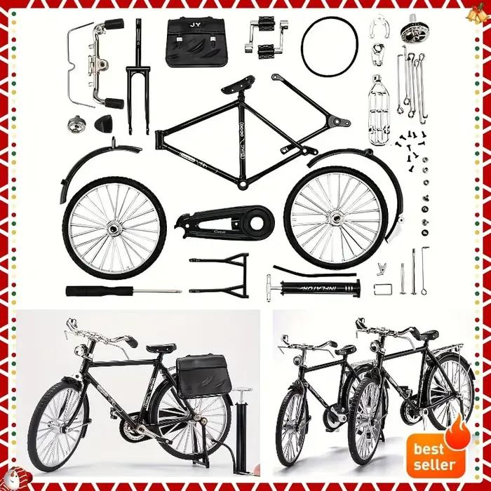Kit de modèle de vélo vintage - avec pompe et bagages, cadeau idéal pour les collectionneurs et la d