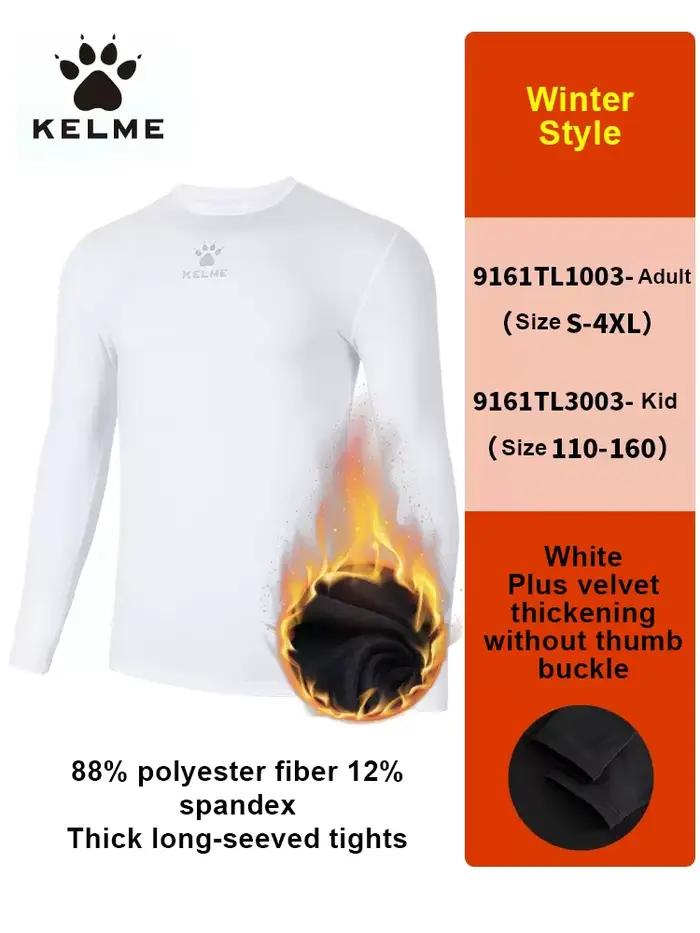 Collants KELME en peluche de compression pour hommes - Chaleur et séchage rapide pour fitness