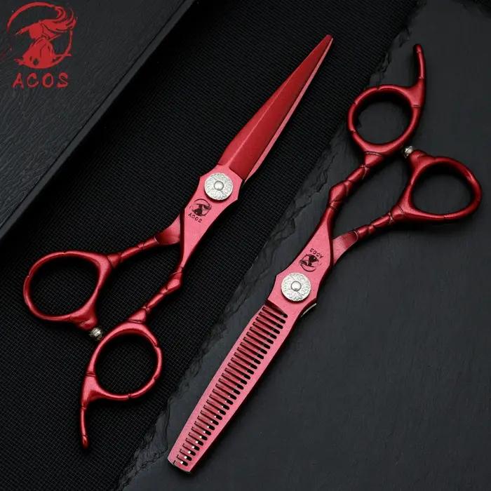 Ensemble de ciseaux de barbier professionnels ACOS, acier 440C, ciseaux à effiler les cheveux de 6 p