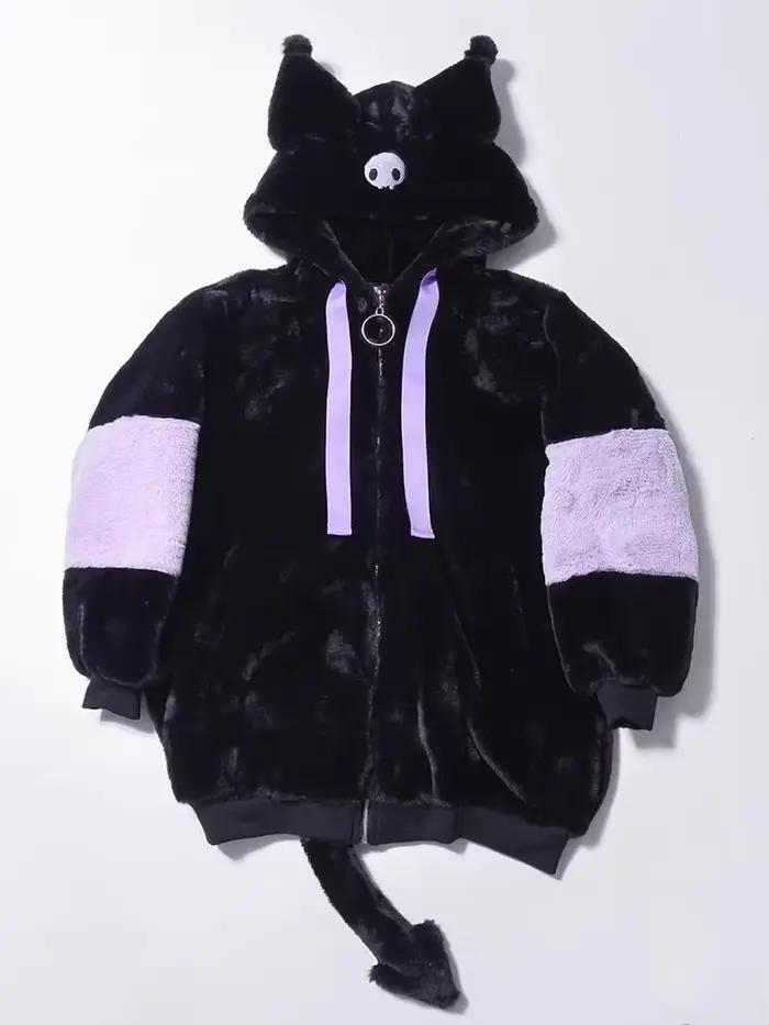 Mauroicardi hiver épais chaud doux mignon violet et noir couleur bloc fausse fourrure manteau femmes