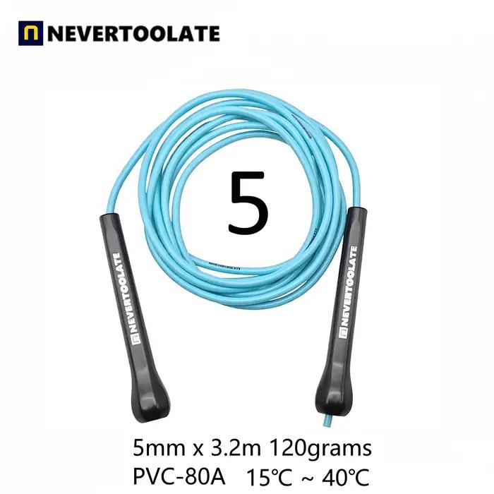 NEVERTOOLATE EXTRA LONG 3.2 mètres 14cm poignée abs vitesse de boxe 5mm corde à sauter en PVC souple