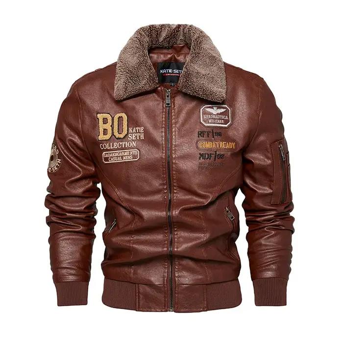 Vestes de moto en cuir PU imbibées de sourire pour hommes