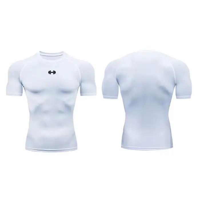 T-shirt de Compression pour hommes, vêtements de Sport d'été, T-shirt de course, élastique, séchage