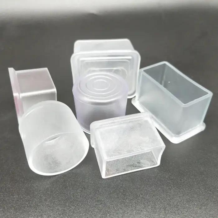Capuchons de pieds de meubles carrés transparents, protecteurs de sol en bois contre les rayures, no