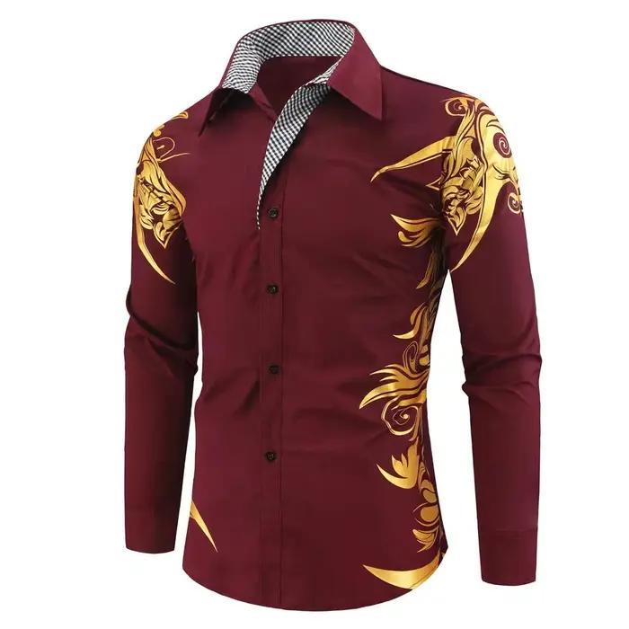 Chemise à manches longues pour hommes, chemise imprimée, mode, décontractée, haute qualité, élégante