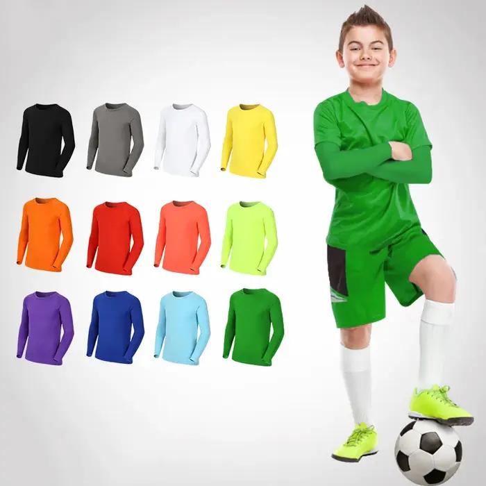T-shirt de compression pour enfants longue durée modern design sportif course basket-ball football enfants garçon fille ajustement parfait matériaux respirants circulation sanguine améliorée récupération après effort