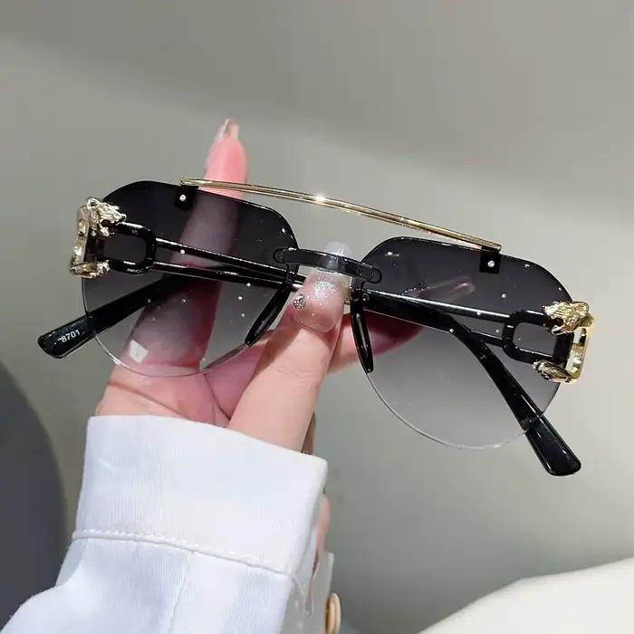 KAMMPT lunettes de soleil pilote sans monture hommes mode Vintage dégradé nuances décontractées femm