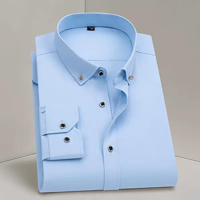 Offre spéciale hommes d'affaires robe chemise formelle mode mince classique basique diamant bouton à