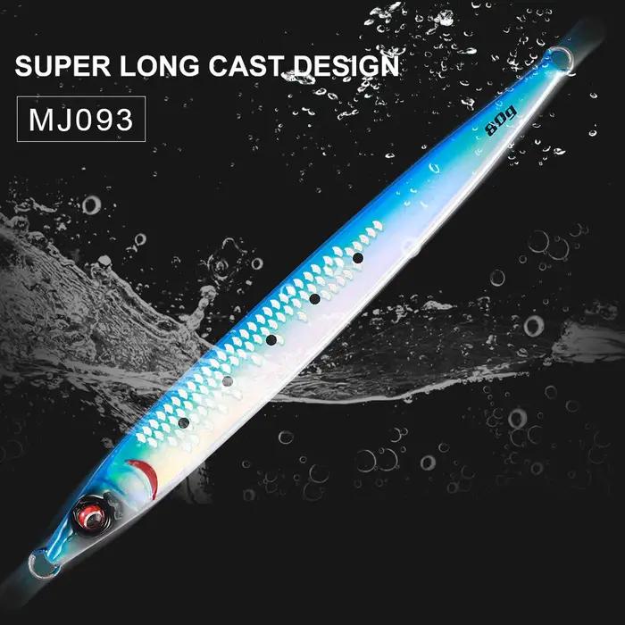 JIGGINGPRO 40g 60g 80g 100g Leurre de pêche au jigging Sardine Slider avec revêtement UV, Jig métall