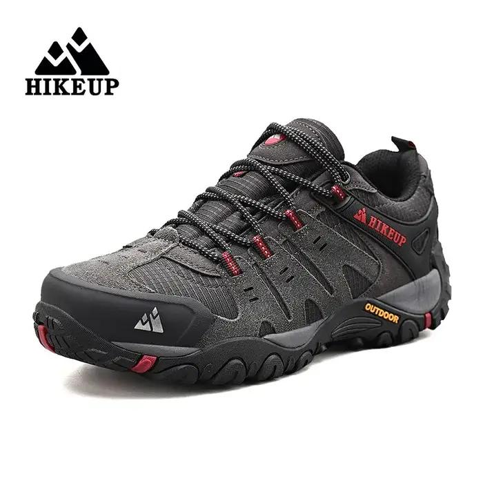 Chaussures randonnée homme cuir suédé HIKEUP - Baskets trekking usure résistante marche chasse