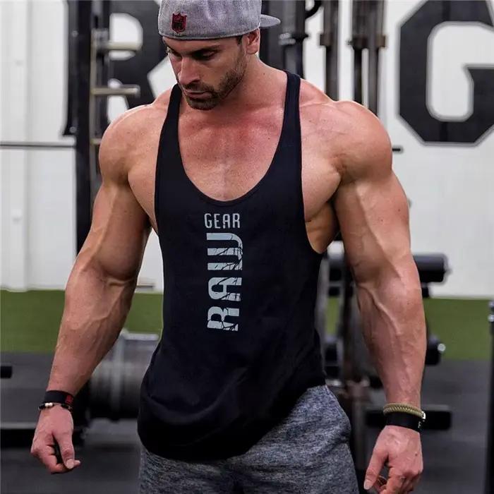 Débardeur homme coton fitness musculation sans manches - T-shirt sportif gym basket impression