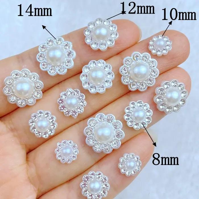 50 pièces nouveau mignon Mini 8/10/12/14mm fleur diamant perle série dos plat manucure pièces embell