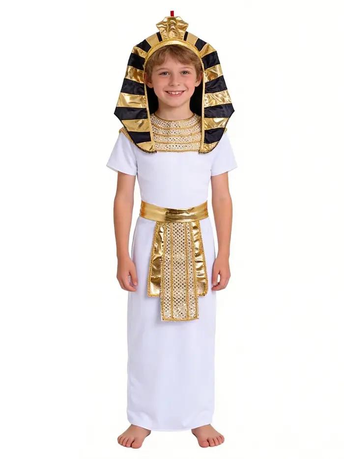 Costume de pharaon égyptien pour enfants, tenue de cosplay de l'Égypte ancienne royale avec coiffe N