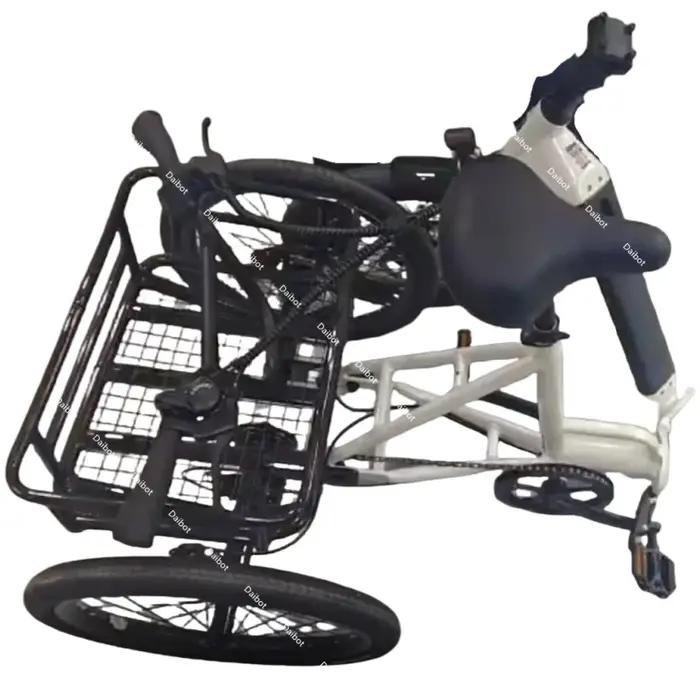 Tricycle de vélo électrique pliable à trois roues pour adultes hors route avec panier de chargement pneus de 20 pouces pour homme sorties nature libertés quotidiennes