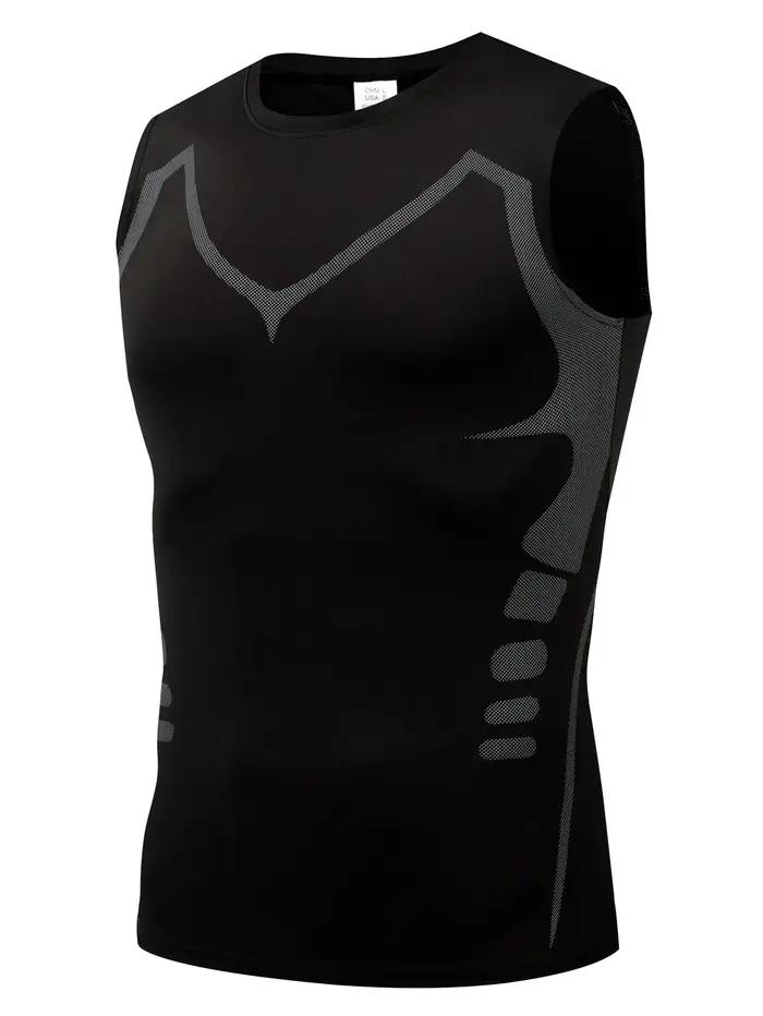 Gilet de sport compression homme - Fitness respirant séchage rapide pour basket course cyclisme