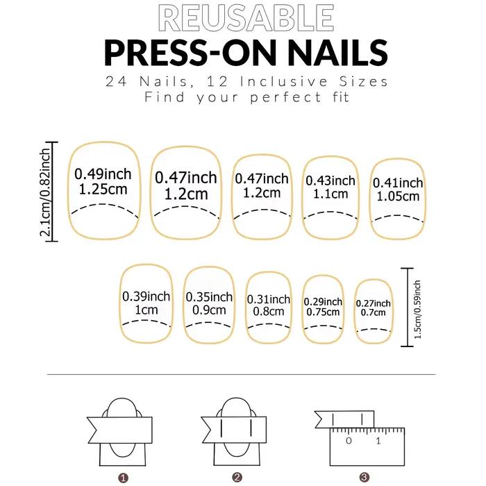 24 pièces 3D rose arc presse sur ongles courts carrés faux ongles blanc pointe française ballerine a