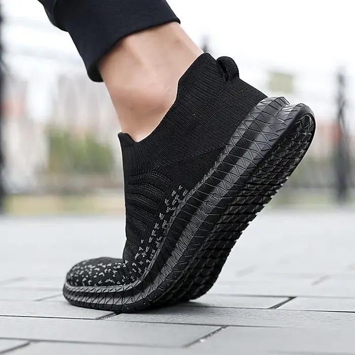 Chaussures de course homme respirantes sans lacets baskets confort jogging marche sport