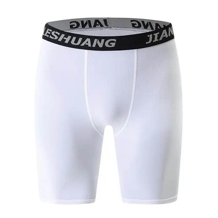 Short à taille élastique pour hommes et adolescents, sous-vêtements de sport longs, course à pied, f
