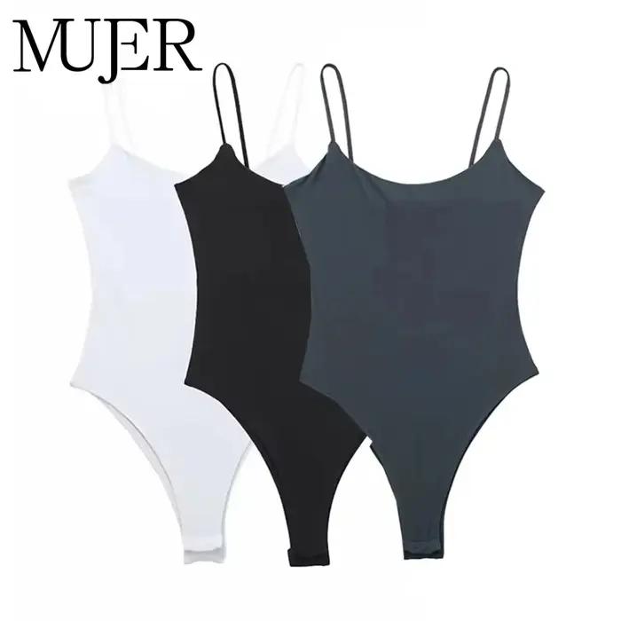 MUJER blanc noir corps femme sans manches serré Body Lingerie Sexy femme Body moulante dos nu Body f