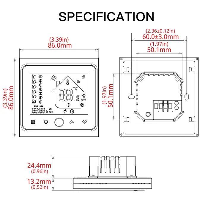 Thermostat intelligent WiFi, régulateur de température pour eau/chauffage électrique au sol, chaudiè