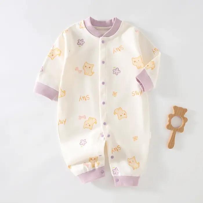 Vêtements d'automne pour bébé, 100 coton, sous-vêtements pour nouveau-né, barboteuse à manches longu