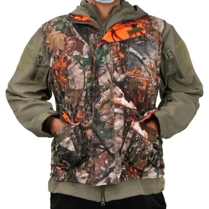 Blouson de chasse en fibre orange pour homme, gilet d'extérieur, manteau de champ respirant, nombreu