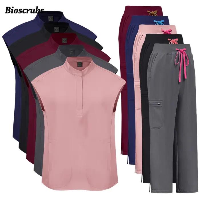 Ensemble de vêtements de travail de haute qualité pour techniciennes de beauté et professionnelles de la santé blouse et pantalon d'hôpital d'été uniforme chirurgical avec poche pour soins médicaux et beauté