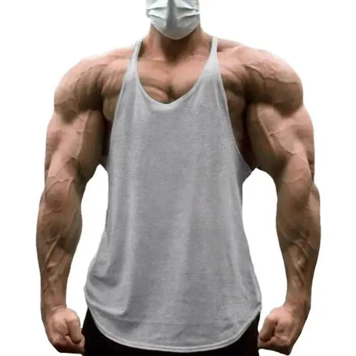 Débardeur musculaire uni pour hommes, Fitness, musculation, course à pied, Sport, gilets sans manche