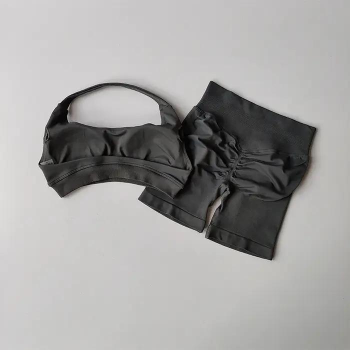Sexy licou cou beau dos taille haute pêche sport soutiens-gorge Shorts costume Pilates rassemblement