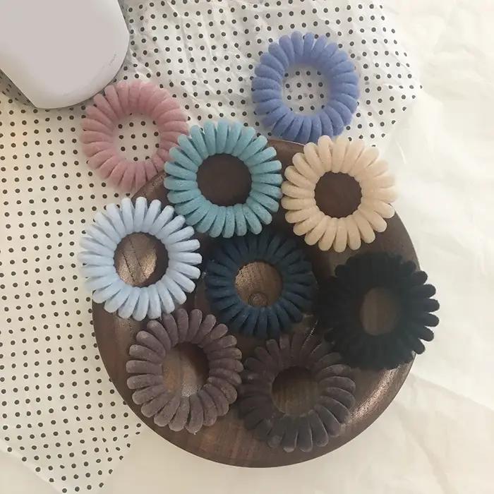 Bandes de cheveux élastiques tricotées en fil de téléphone pour filles et femmes élégantes, accessoires de cheveux, vêtements de sauna, attaches en forme de spirale