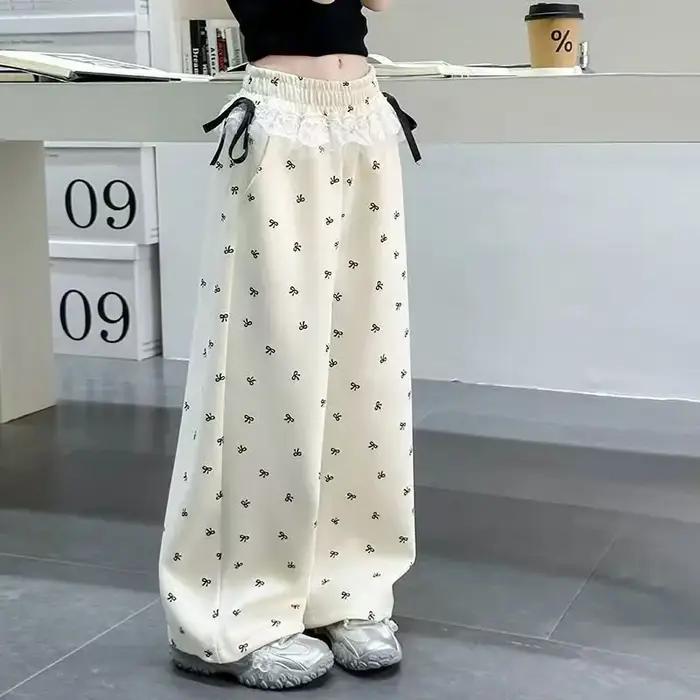 Pantalons à nœuds pour filles, UNITIM, pantalons à jambes larges imprimés pour adolescentes, pantalo