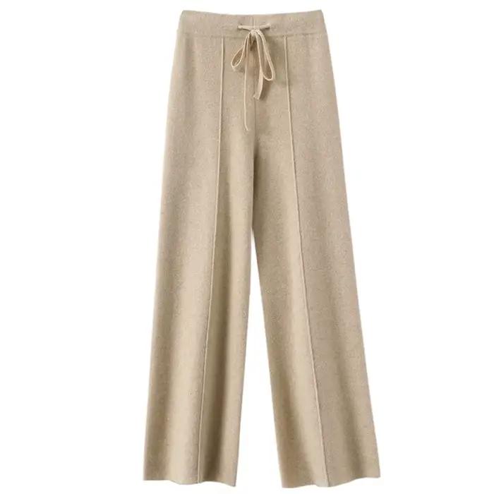 Pantalon large en cachemire polyvalent, pantalon en laine, pantalon ample, tube droit, auditif, tric