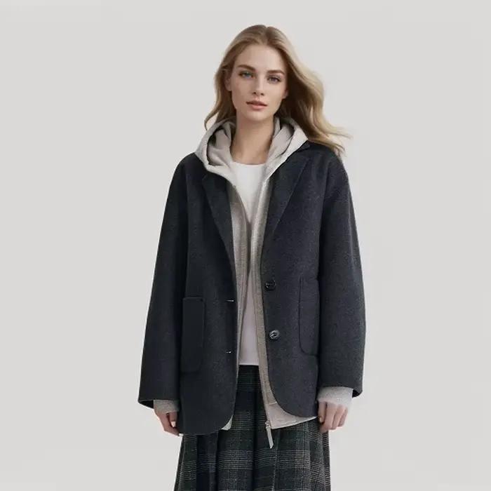 Semir-Veste double face contenant de la laine pour femme, manteau mi-long, col imbibé, polyvalent, c