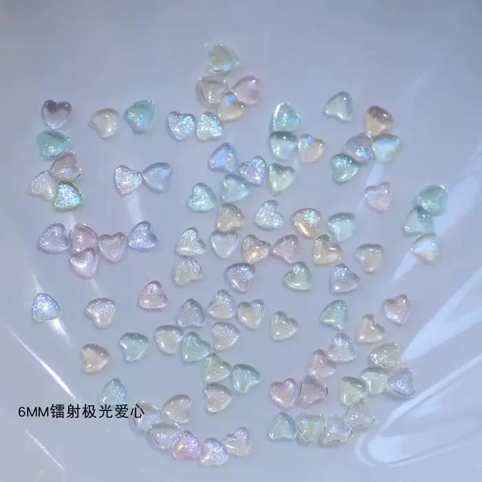30 pièces/boîte Kawaii paillettes poudre coeur Nail Art décorations 3D résine strass breloques dessi