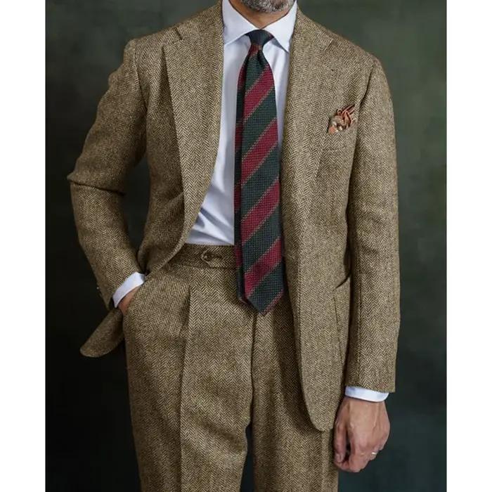 Costume à chevrons pour hommes, costume deux pièces élégant, ensemble pantalon, costume décontracté,