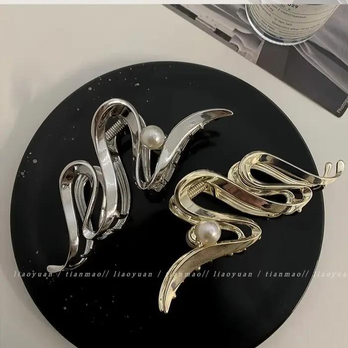 Pince à cheveux en métal punk pour optique, liquide, motif irrégulier, barrettes, accessoire antidér