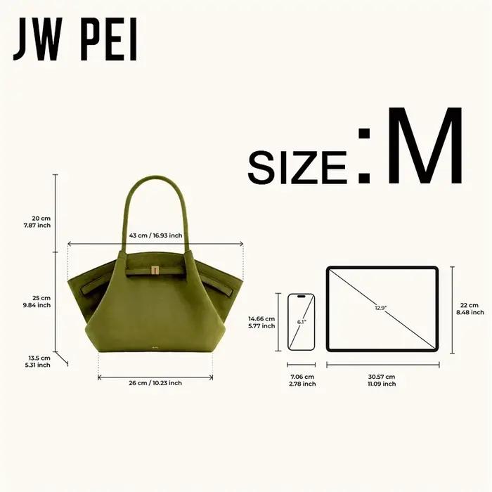 Sac fourre-tout en cuir grainé JW PEI Hana pour femme, sac à main de luxe à poignée supérieure, sac