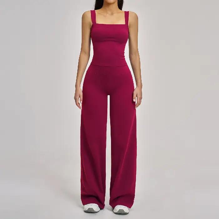 Ensemble de yoga 2 pièces pour femmes, ensemble de sport antichoc, veste de sport, pantalon évasé ta