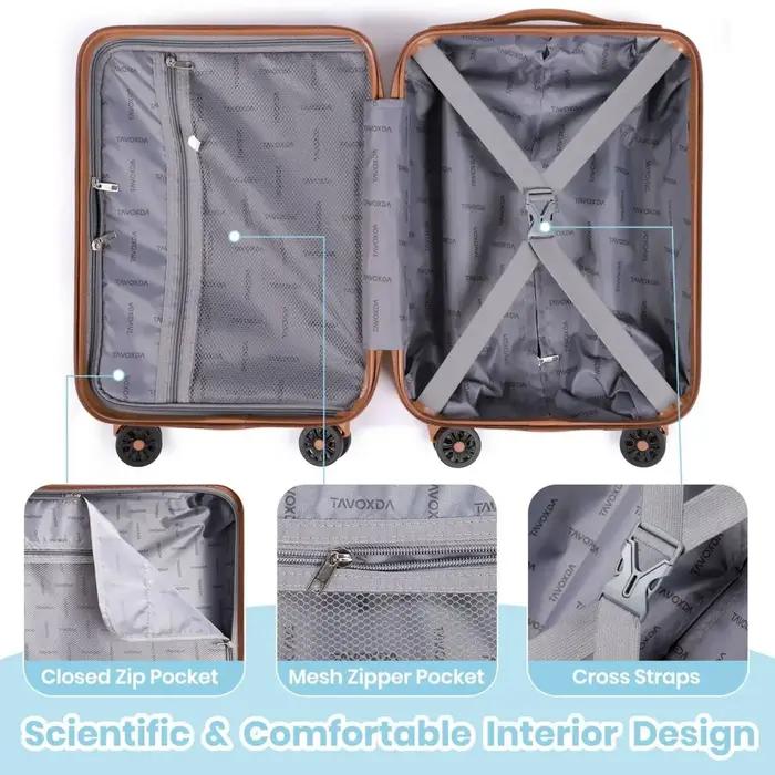 Ensemble de bagages 5 pièces, valises de voyage légères à roulettes en ABS rigide, 21" + 24" + 28" +