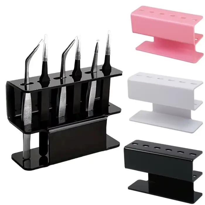 Support de rangement pour pincettes en acrylique à 6 trous, présentoir professionnel pour extensions