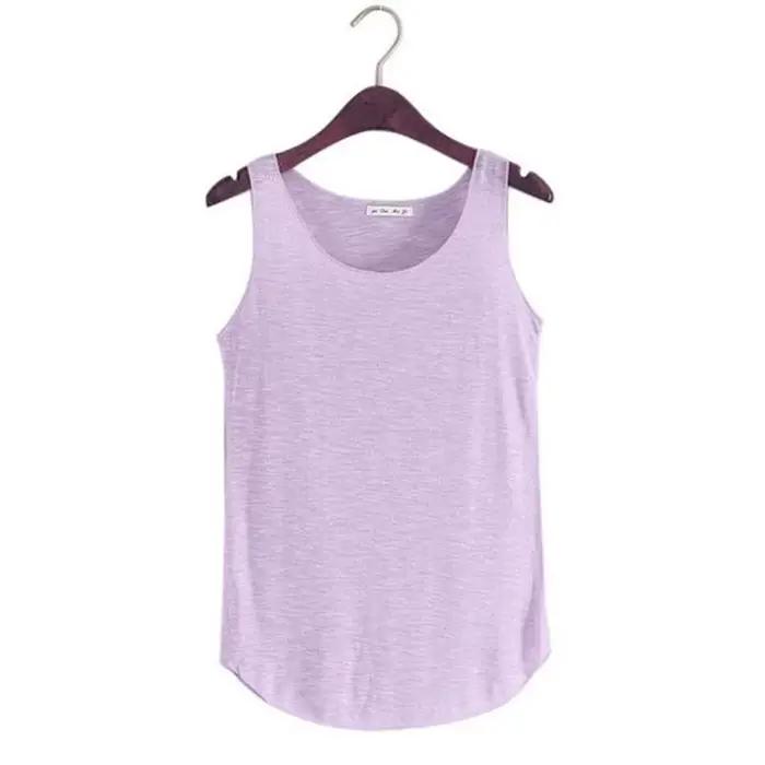 Couleur unie décontracté course T-Shirt pour les femmes col en U plage gilet été en vrac bambou coto