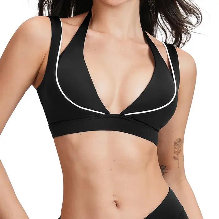 Ningyu femmes couleur bloquant Yoga soutien-gorge haut de gamme mode beau dos gymnastique soutien-go