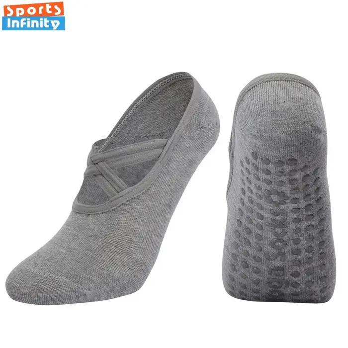 Chaussettes yoga femmes bretelles croisées dos nu - Antidérapantes professionnelles Pilates et ballet