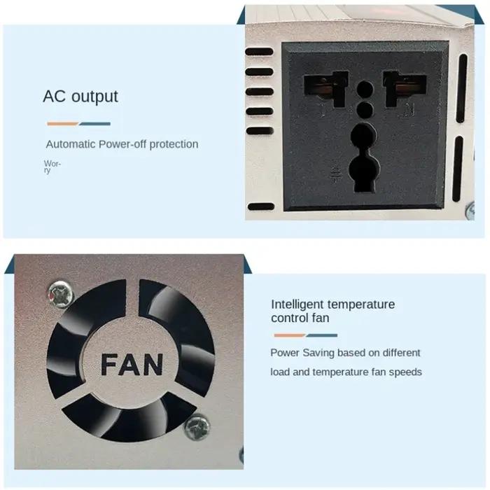 Onduleur solaire 12v 220v, 500W 1000W 1500W 2000W, transformateur de tension Portable, convertisseur