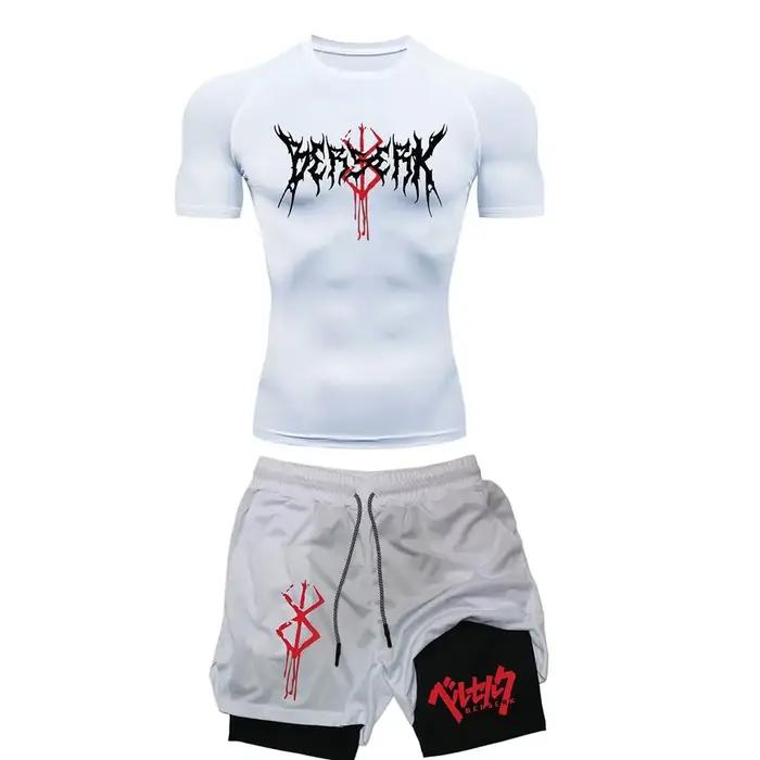 Ensemble de compression homme t-shirt short course respirant séchage rapide anti-éruption pour course à pied fitness triathlon occasions spéciales