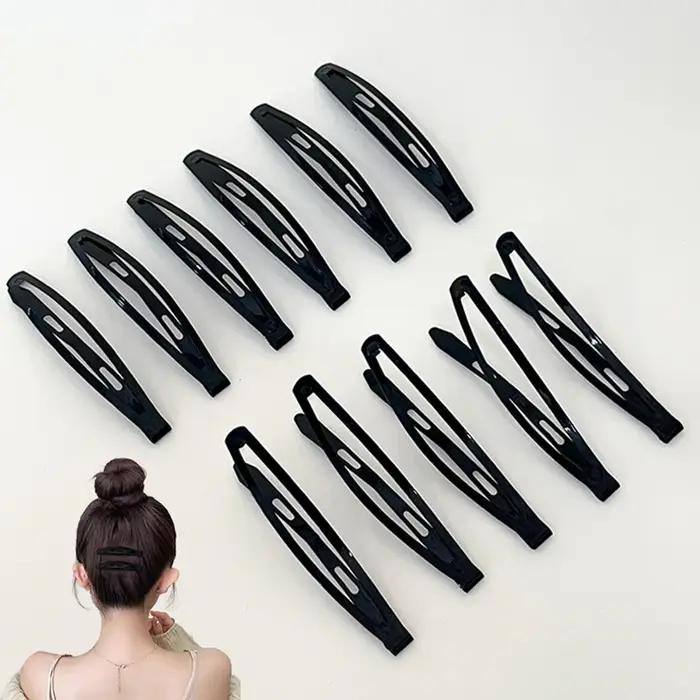 12 pinces à cheveux en métal noir de grande taille, 2,36 pouces de long, pinces à cheveux antidérapa