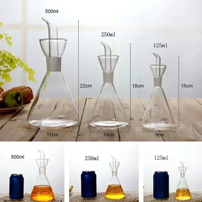 Pot d'huile domestique en verre à haute teneur en borosilicate, pots d'huile de vinaigre étanches, b