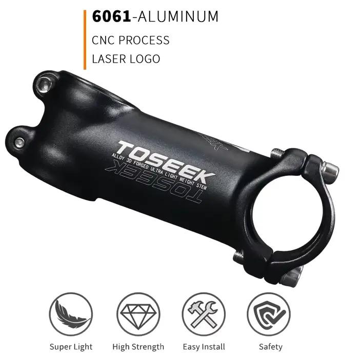 TOSEEK tige de vélo en aluminium ultralégère 7 degrés tige de VTT vtt 31.8x45/55/60/65/70/80/90/100/